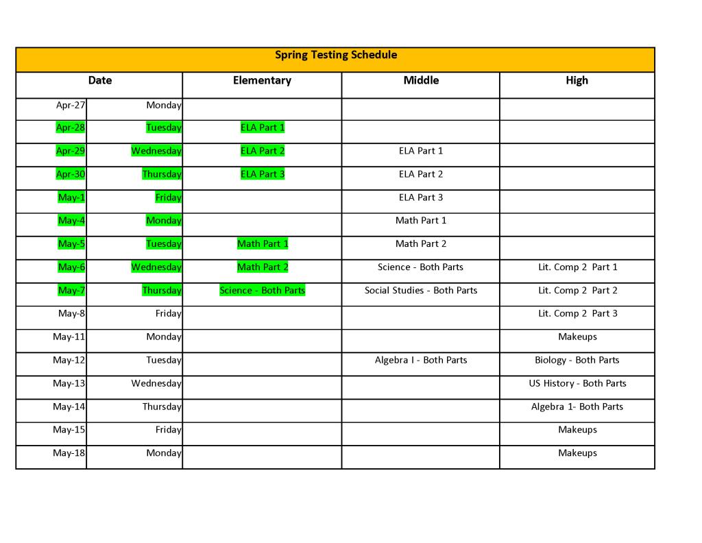 Testing Calendar